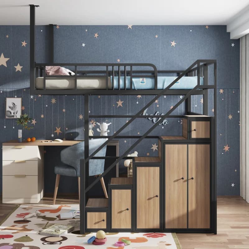Loft multifonctionnel en fer forgé hamac peu encombrant semi-sol appartement loft surélevé étudiant 