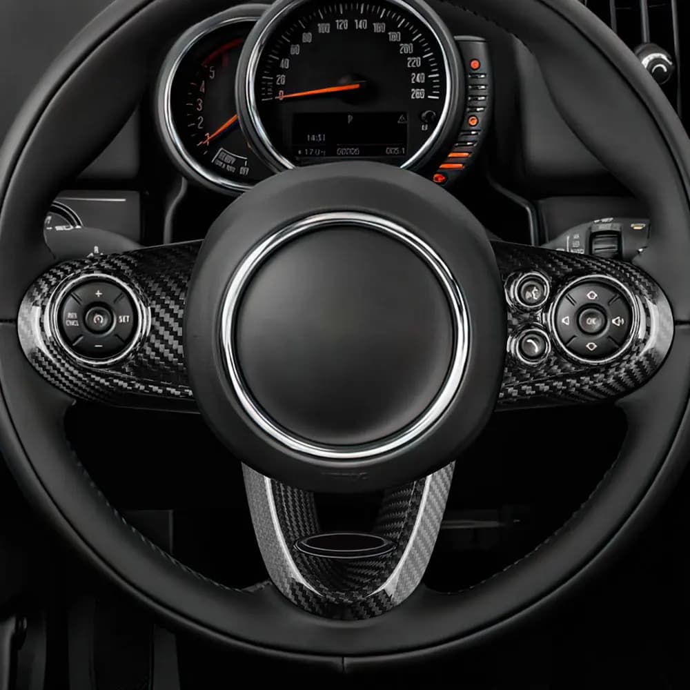 Couverture d'airbag de volant en Fiber de carbone véritable, autocollant intérieur de voiture pour M