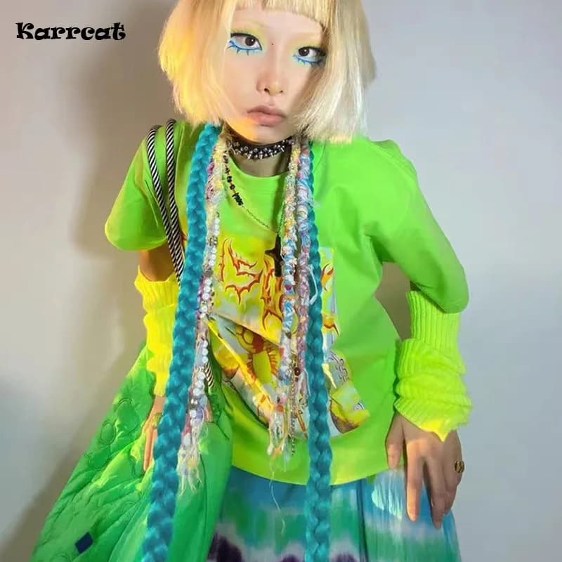 Arrcat – chemise à manches courtes pour filles, 2k, esthétique, 2000s, arajuku