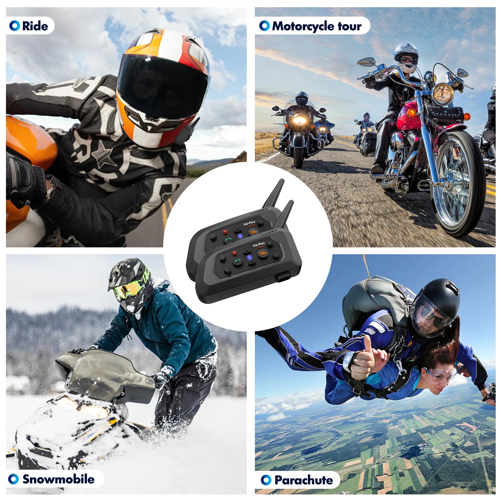 XiNOWy V6 PLUS casque de moto Bluetooth casque Interphone étanche 6 coureurs 1200m communicateur 850