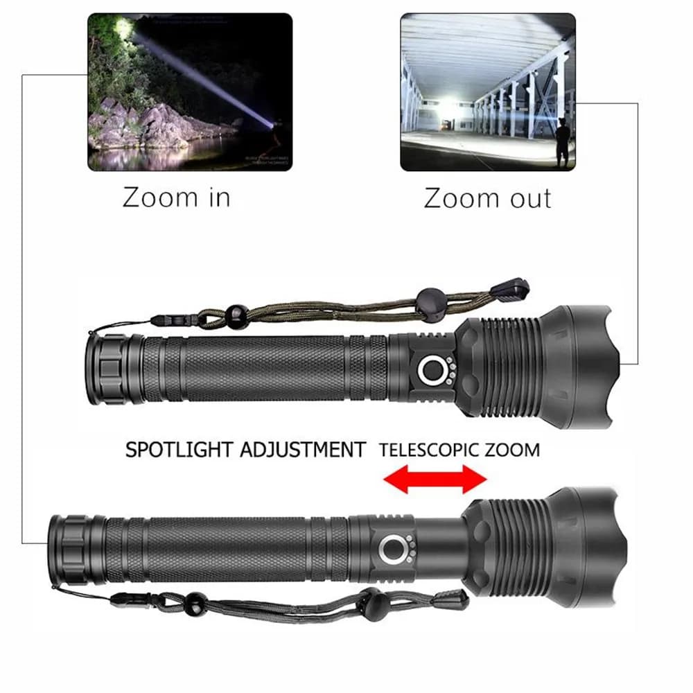 USB puissant xhp70.2 lampe de poche torche Super lumineux Rechargeable Zoom LED torche tactique xhp7