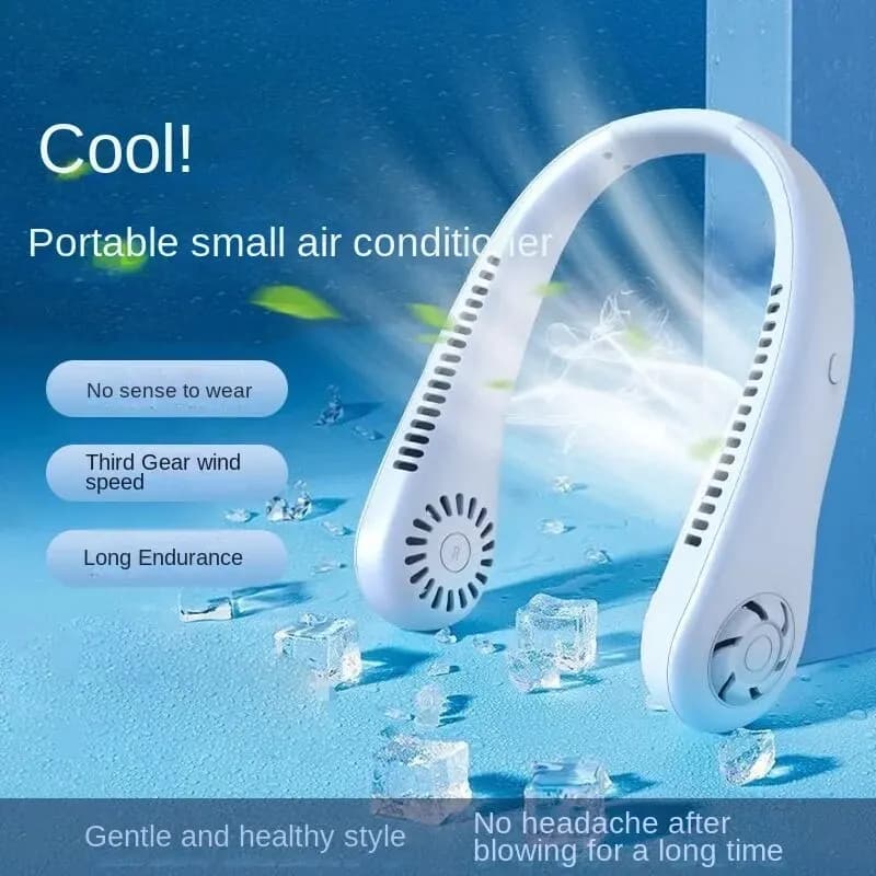 Ventilateur de cou portable sans lame, refroidisseur d'air aste, 3 vitesses, mini ventilateur de spo