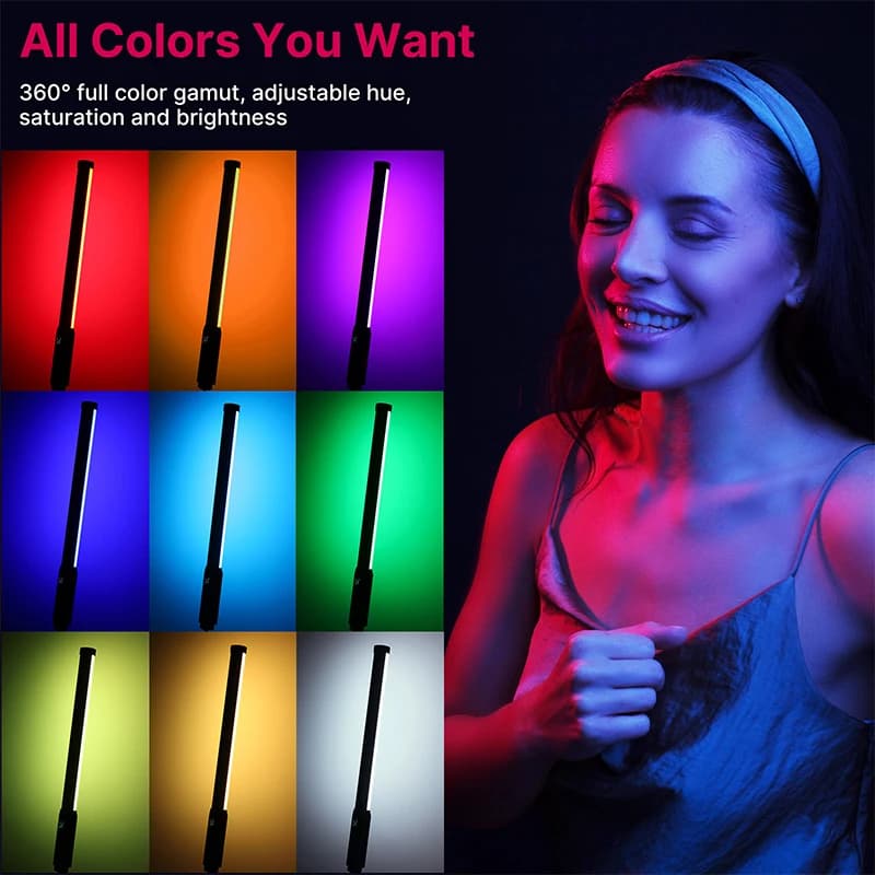 Ulanzi VL119 bâton lumineux coloré RGB portable 19.68 pouces baguette lumineuse LED portable CRI 95 