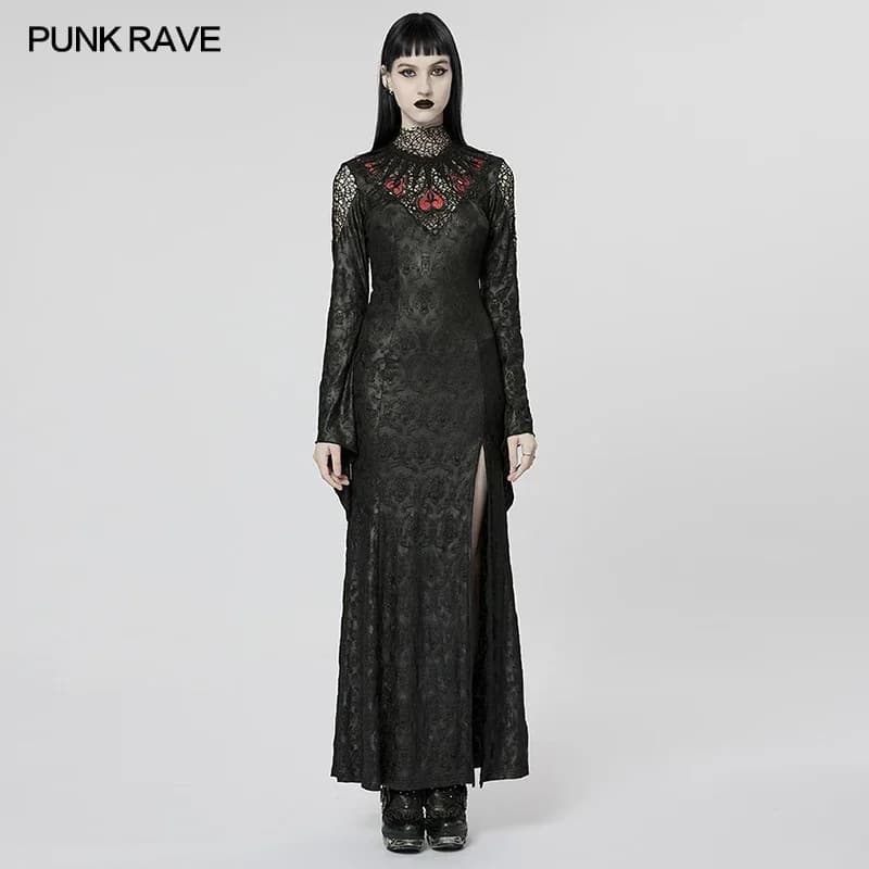 PUNK RAVE femmes exquise gothique nuit flétrie vigne araignée motif maille robe manches évasées Sexy