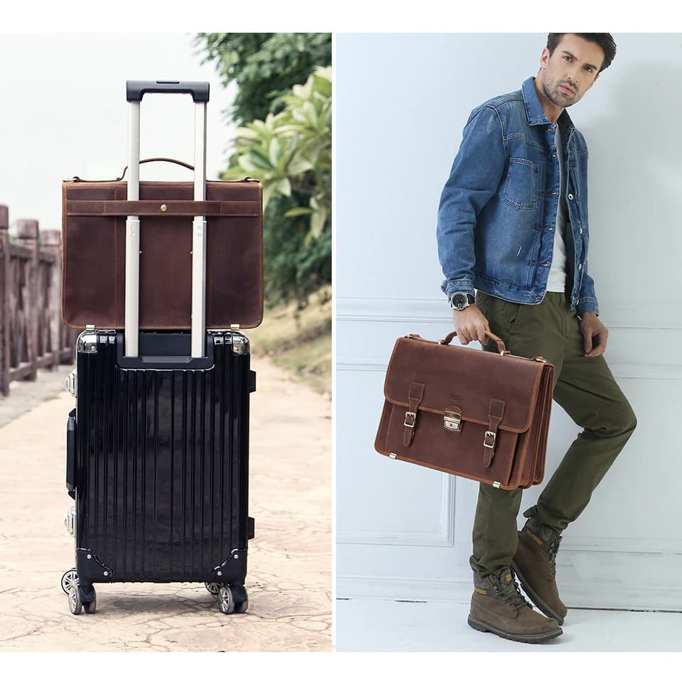 CONTACT'S sacs d'affaires en cuir véritable pour hommes porte-documents de haute qualité sac de bure