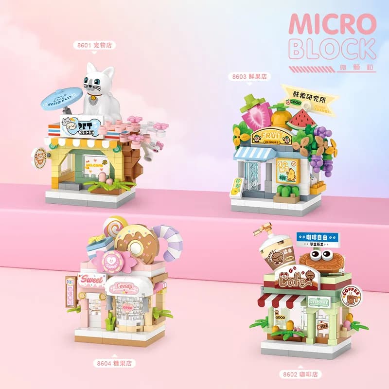 NOUVEAU Kit de Blocs de Construction Modèle de Jouet en Briques : Restaurant, Dessert, Café, Fruits,