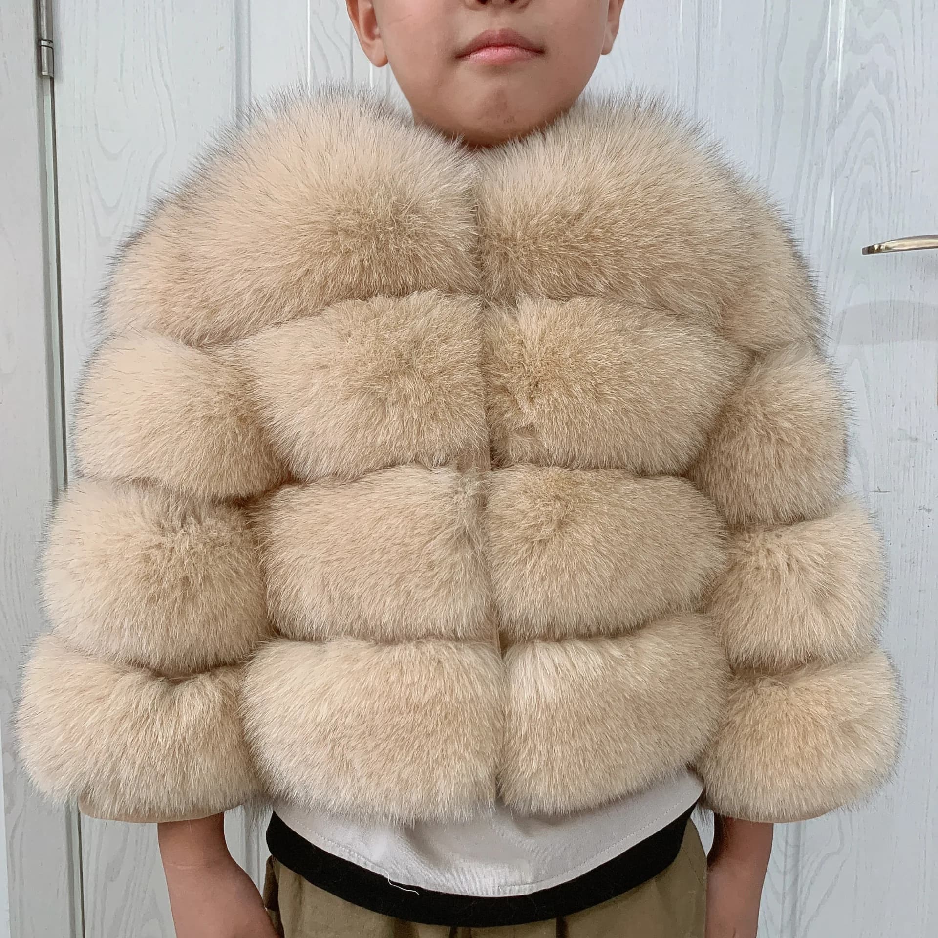 Veste de fourrure pour enfants veste de fourrure pour enfants en vraie fourrure de renard adaptée au