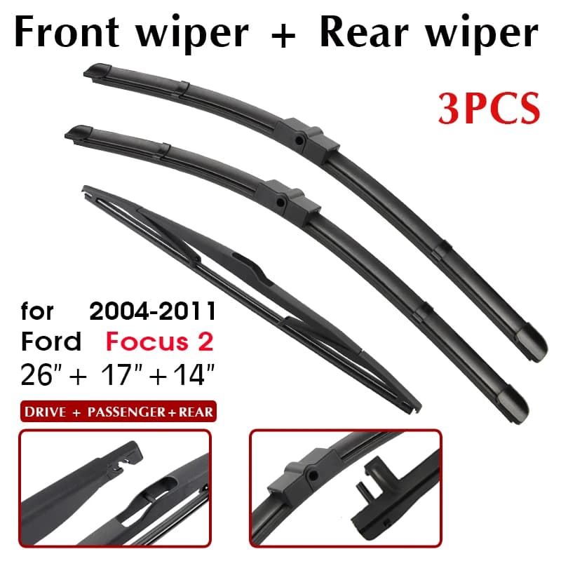BROSHOO essuie-glace avant arrière jeu de balais d'essuie-glace pour Ford Focus 2 2004-2011 pare-bri