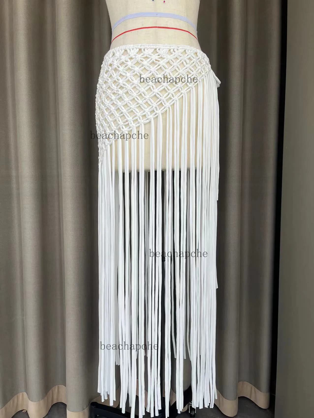 Beachapche main Crochet gland Maxi jupes femmes mode Sexy côté haute fente tricoté longue plage couv