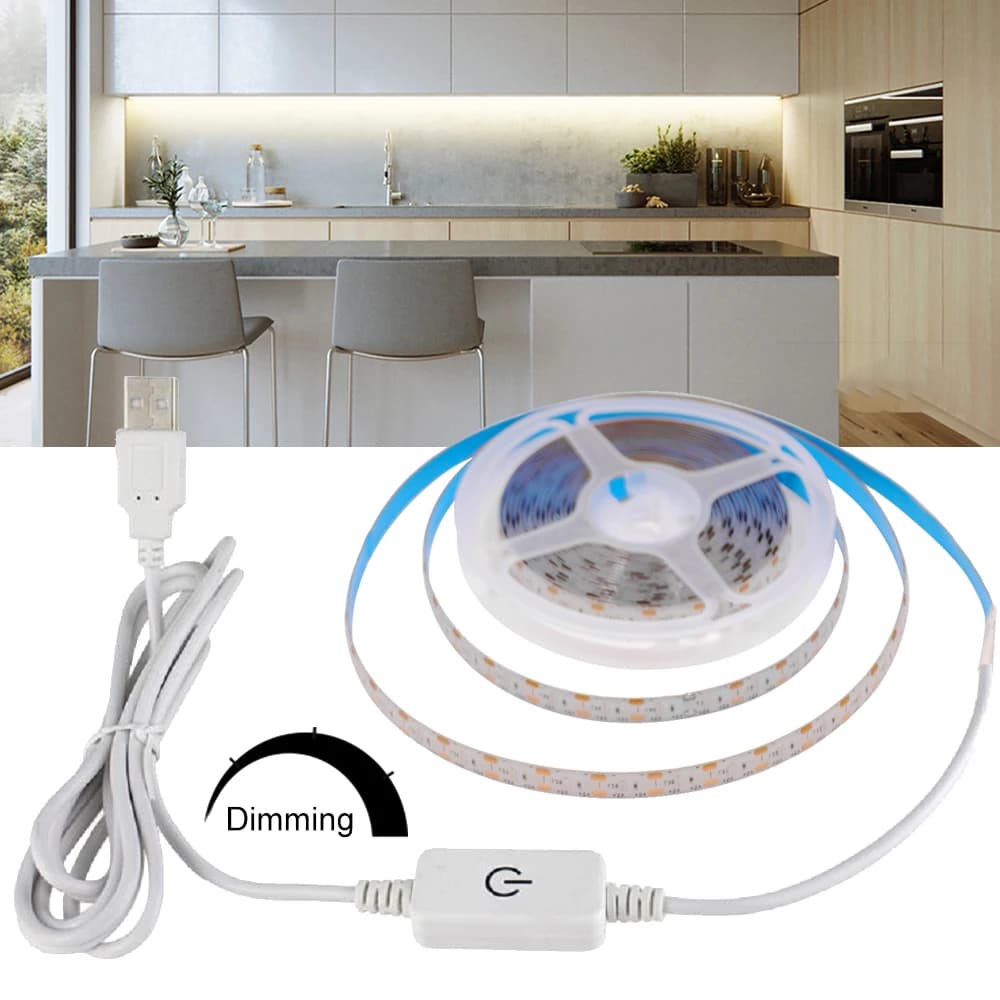 DC5V USB LED bande 2835 Dimmable interrupteur tactile rétro-éclairage TV cuisine bande Flexible LED 