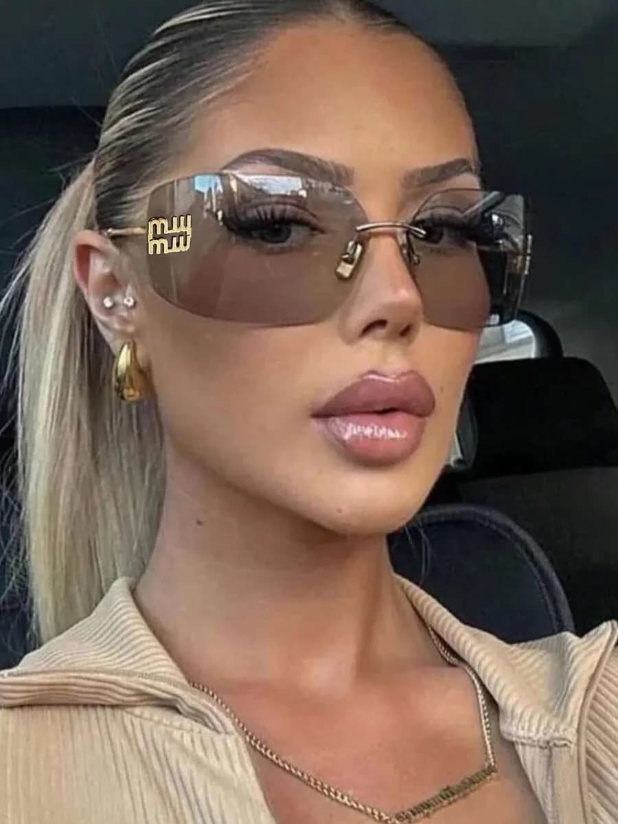 Lunettes de soleil carrées rétro unisexes sans monture, 1 paire, verres larges, multifonctionnelles,