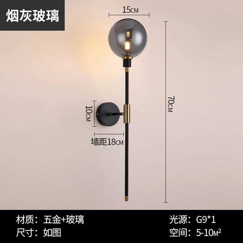 Applique murale Led moderne en forme de haricot magique, boule de verre en fer noir, pour salon, cha