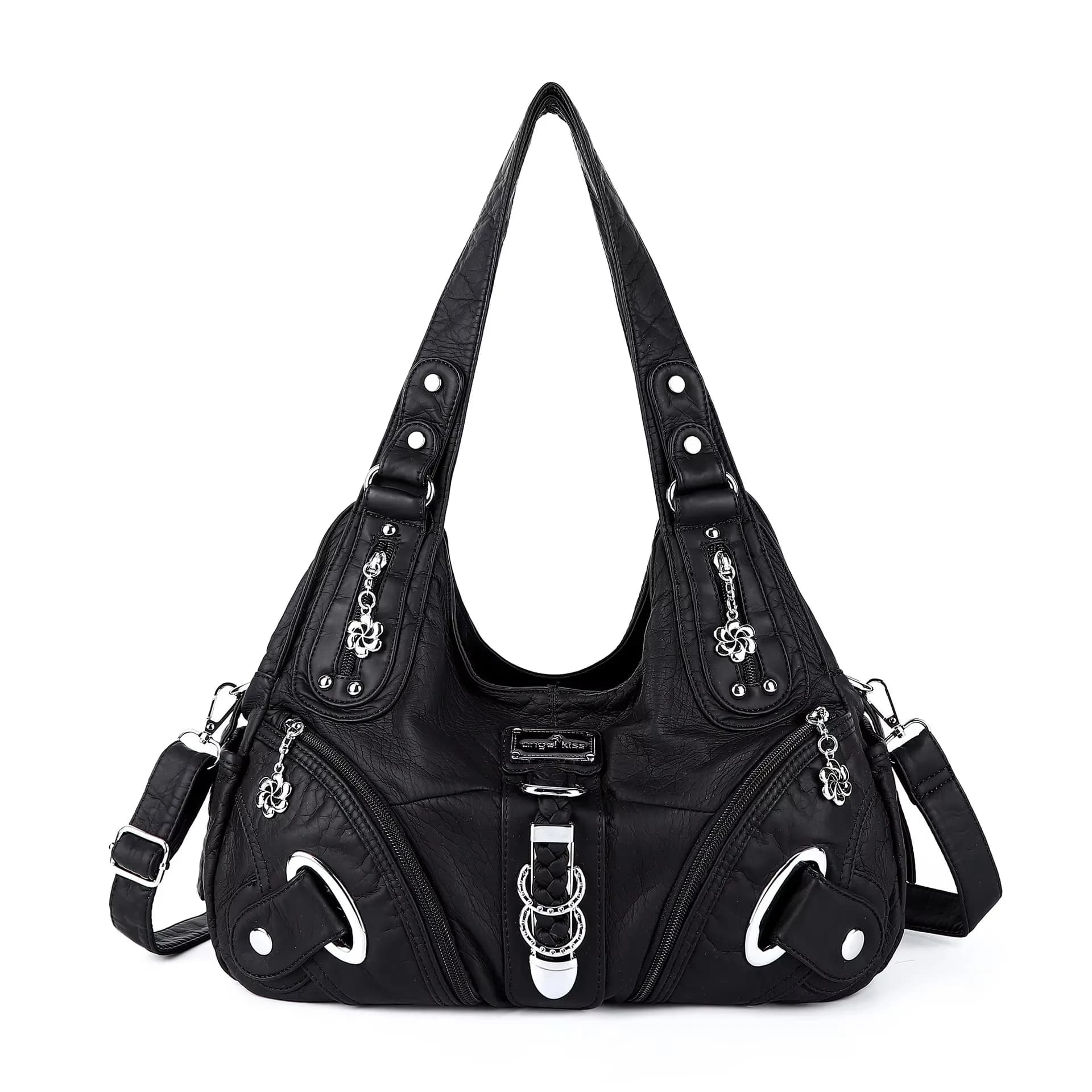 Sac à main pour femme Angel Kiss, sac à bandoulière tendance, grand sac fourre-tout noir, sac de sho