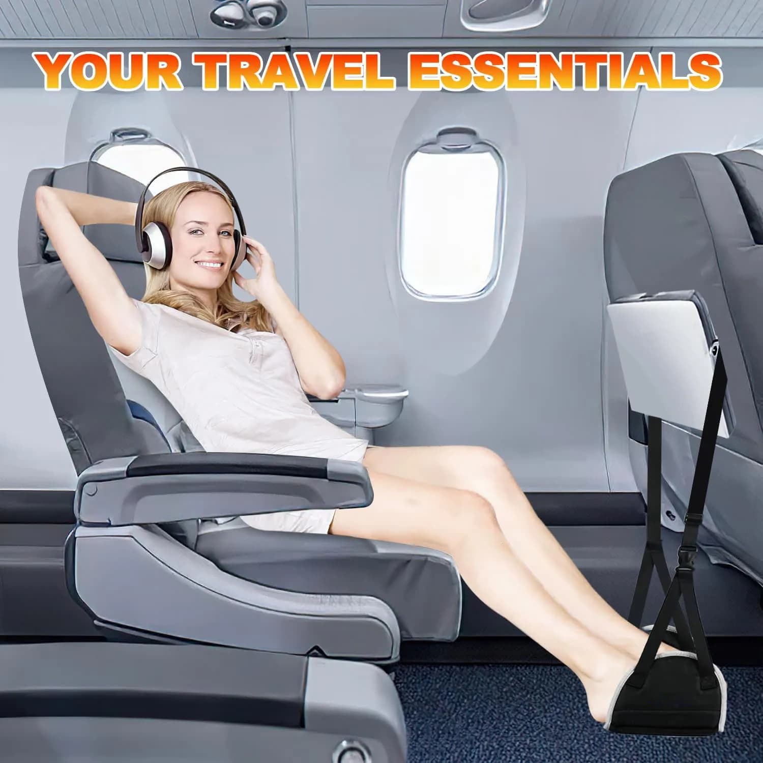 Hamac de pied d'avion repose-pieds réglable par remplissage en coton à mémoire épaisse, essentiels d