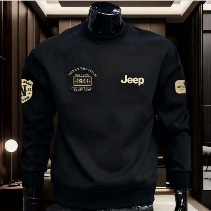Sweat-shirt en coton pur à manches longues et col rond imprimé, décontracté et polyvalent pour homme
