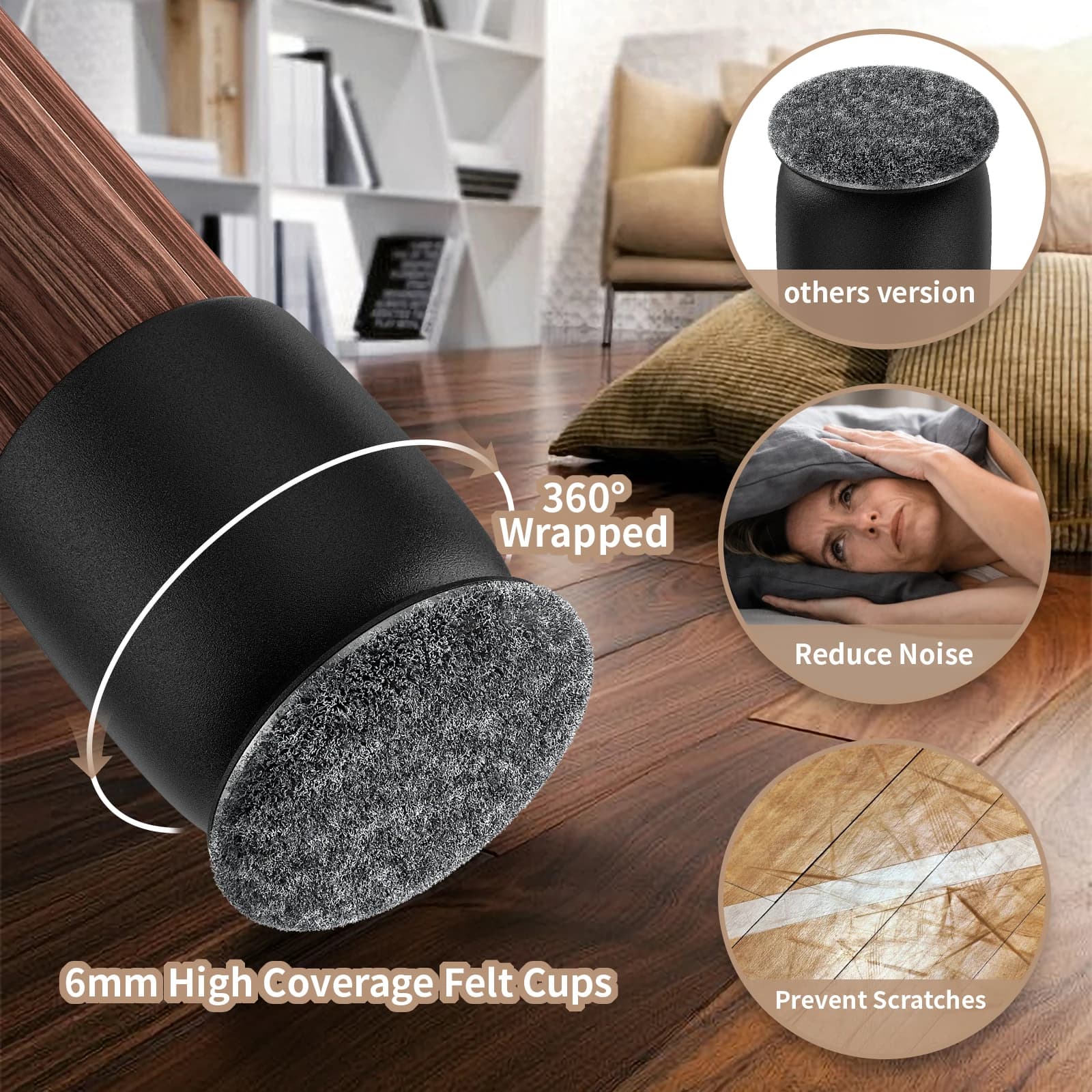 Protecteur de sol pour pieds de chaise, 8 pièces, couvre-pied en feutre diagonale avec coussinets en