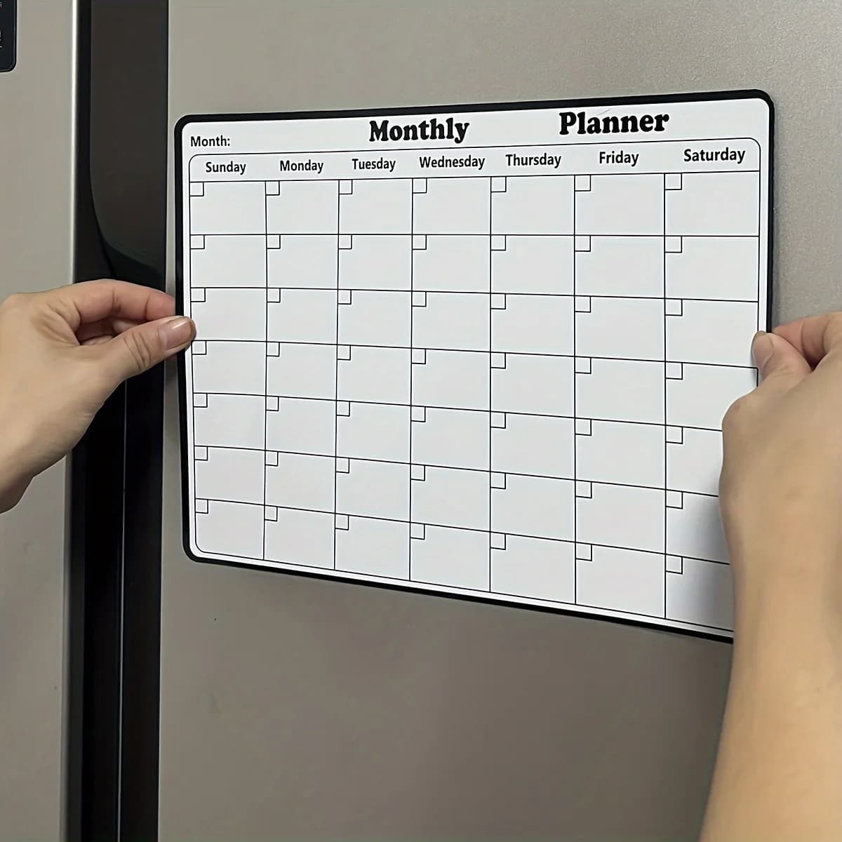 Calendrier magnétique élégant effaçable à sec – Planificateur mensuel polyvalent pour réfrigérateur 