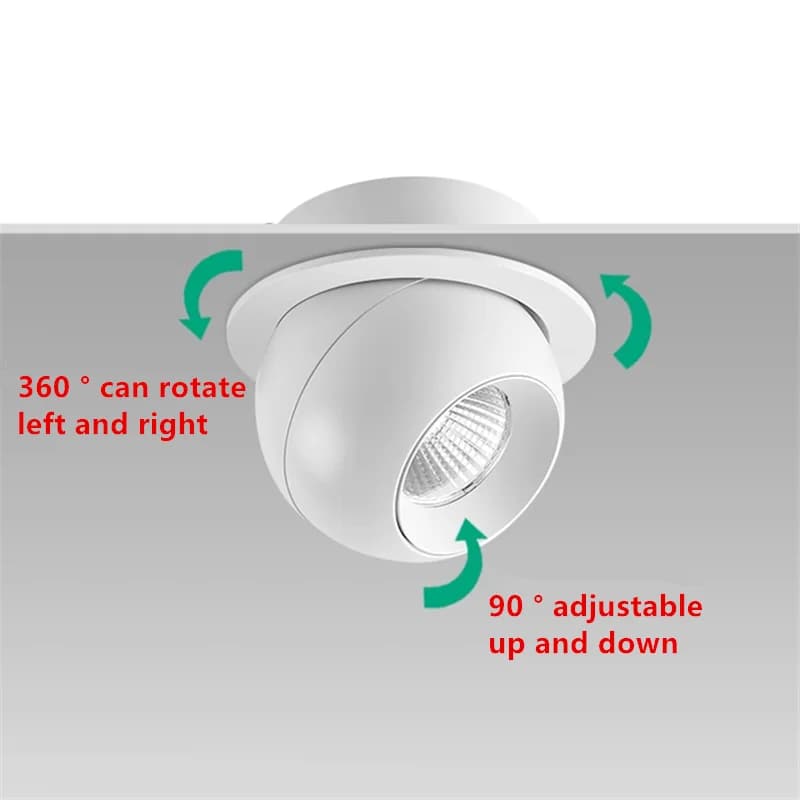 Downlights LED rotatifs intégrés 7W9W12W15W20W Anti-éblouissement COB spots plafonnier AC90-260V pou