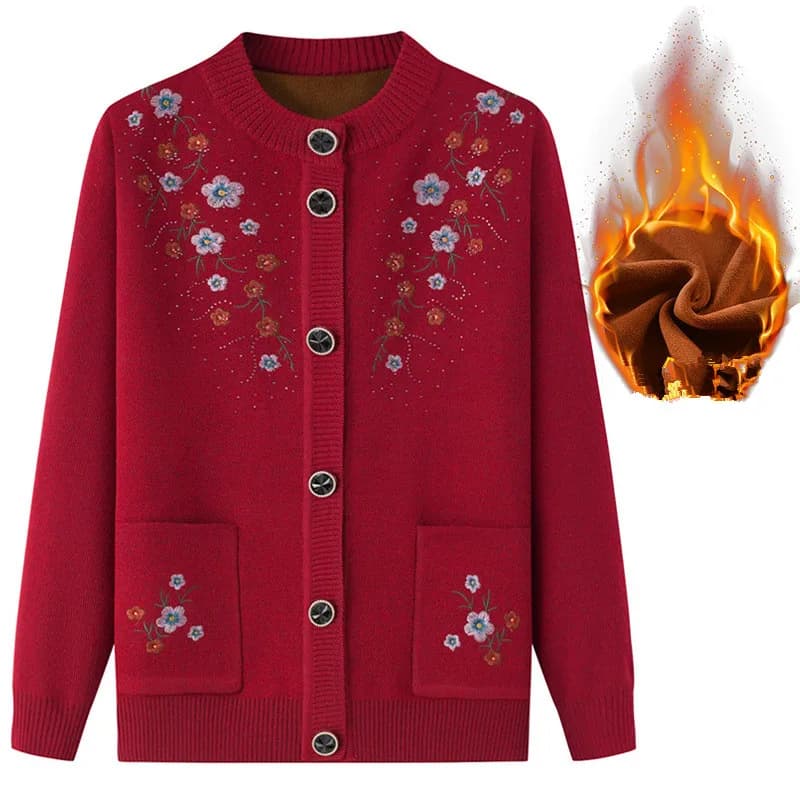 Haut de printemps automne femmes ElmainMother's brodé avec espoir chandails grand-mère hiver Plus Ve