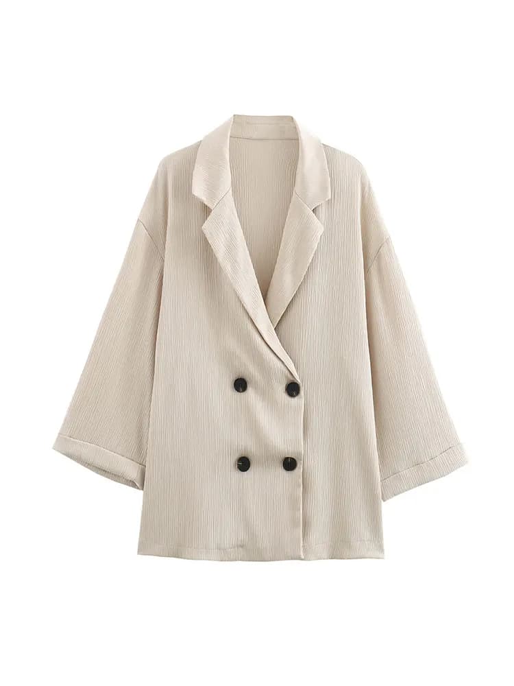 Ensemble manteau et pantalon pour femmes, Blazer décontracté, manches longues, Double boutonnage + p