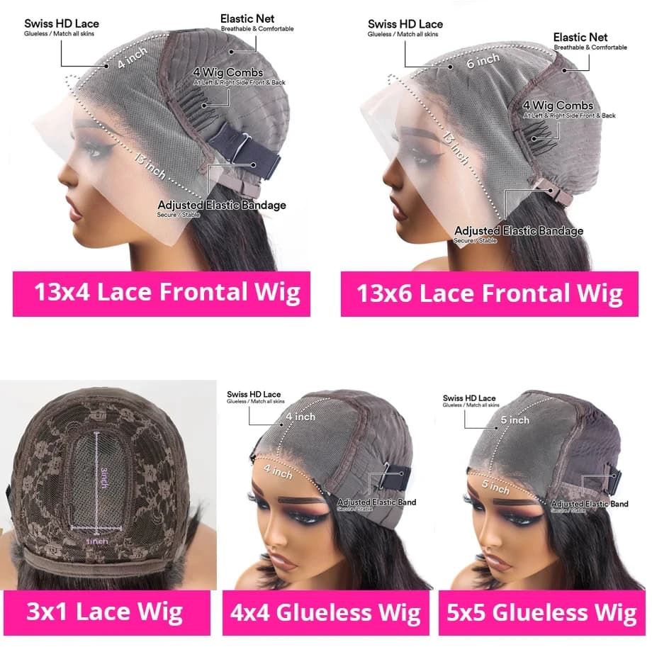 Perruque courte bob 13x6 HD Lace Frontal, lisse comme un bâton, sans colle, pré-coupée, avec closure