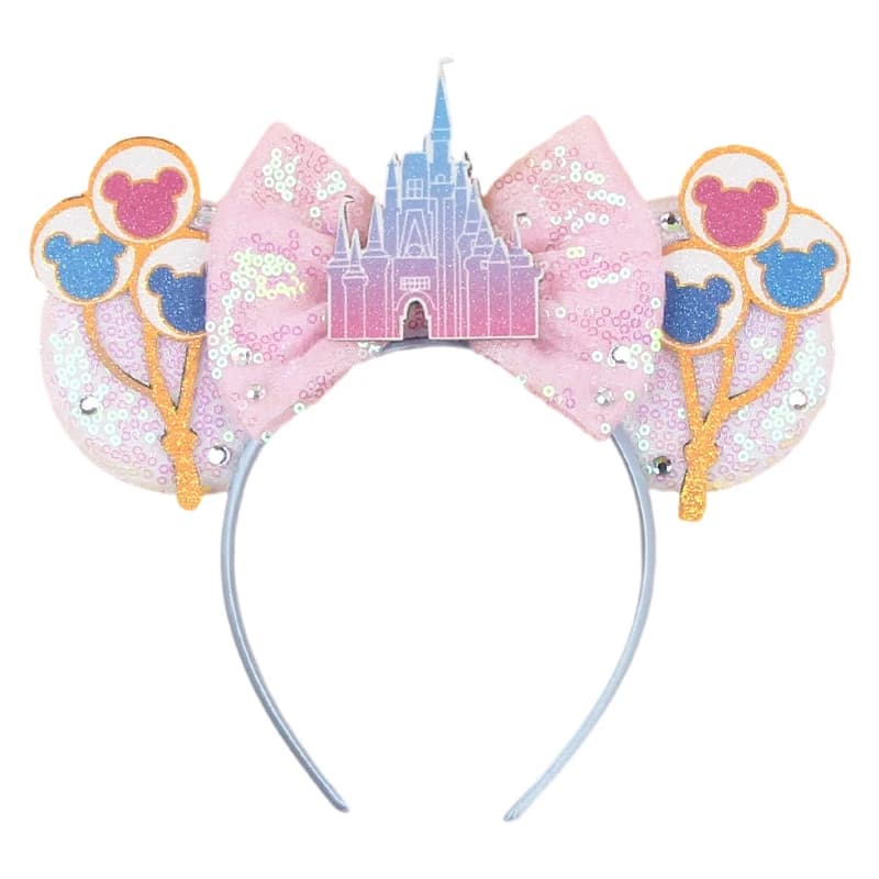 Serre-tête Disney 2026 avec oreilles de Mickey pour filles et femmes, avec sequins et nœud de 5 pouc