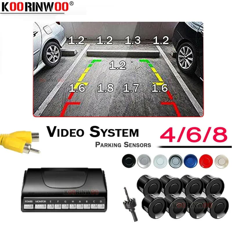 Koorinwoo capteurs de stationnement de voiture vidéo Visible 8/6/4 sondes rétro-éclairage avant avec