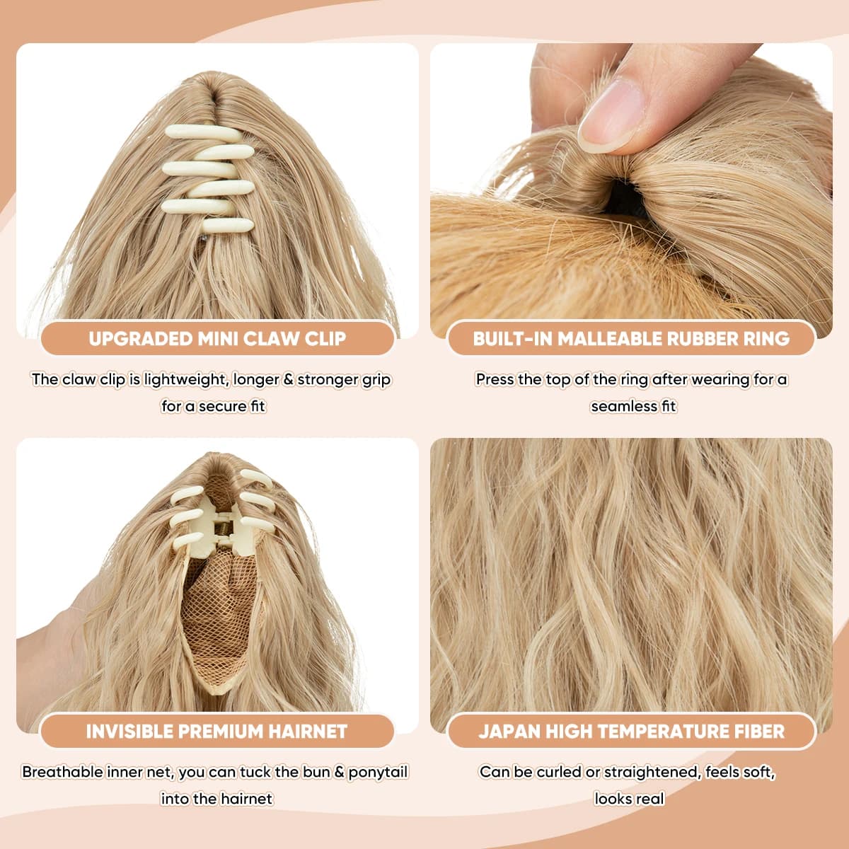 Pince à griffe bouclée synthétique en queue de cheval Blonde brun postiche courte 13 "faux cheveux f