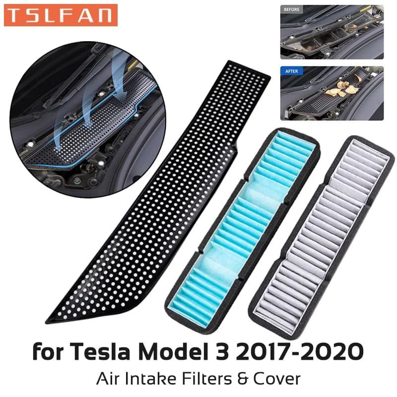 Filtres d'admission d'air pour Tesla modèle 3 2017 – 2020, couvercle de calandre, protecteur de vent