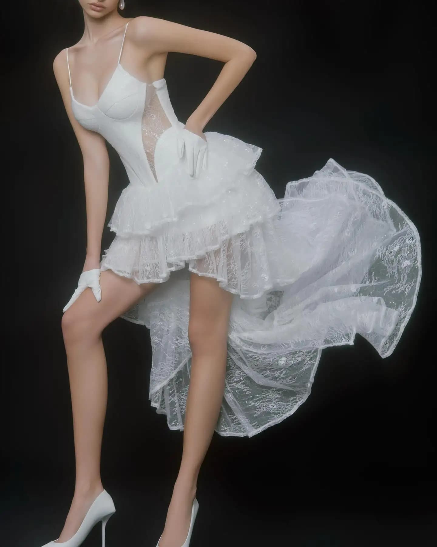 Nouvelle Robe de Mariée Blanche en Dentelle Asymétrique, Robe de Soirée Formelle, Robe de Bal, Robe 