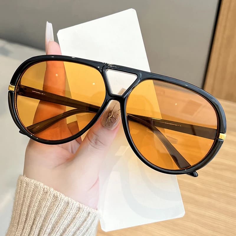 Lunettes de soleil ovales Orange à grande monture pour femmes, nouvelle mode, marque d'été, lunettes