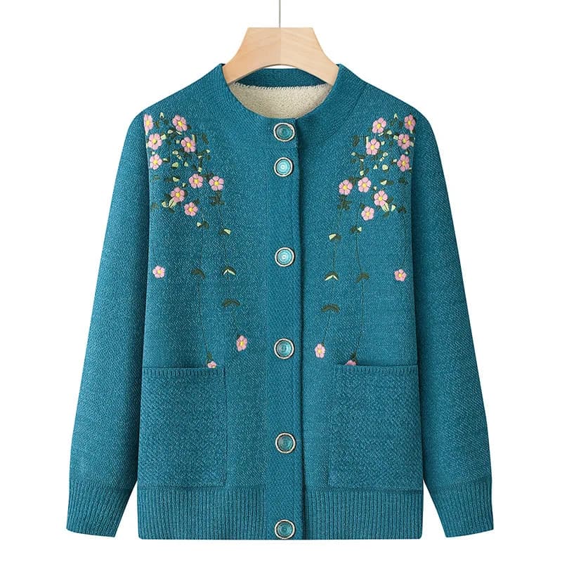 Vêtements d'hiver à manches longues pour femmes, XL-6XL d'âge moyen, cardigan respirant, pull pour f