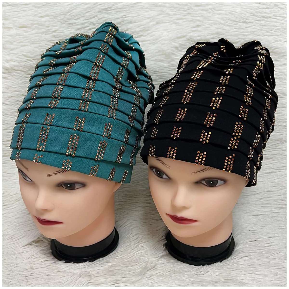 6/12 pièces en gros mode femme musulmane Turban chapeau Bonnet velours chaud strass solide indien Bo