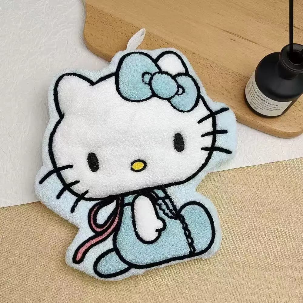 Serviette à main Sanrio Hello Kitty en velours corail, absorbante, à suspendre, petite serviette mig