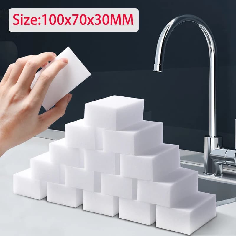 Éponge magique blanche en mélamine 100x70x30mm, gomme de nettoyage pour cuisine, salle de bains, out