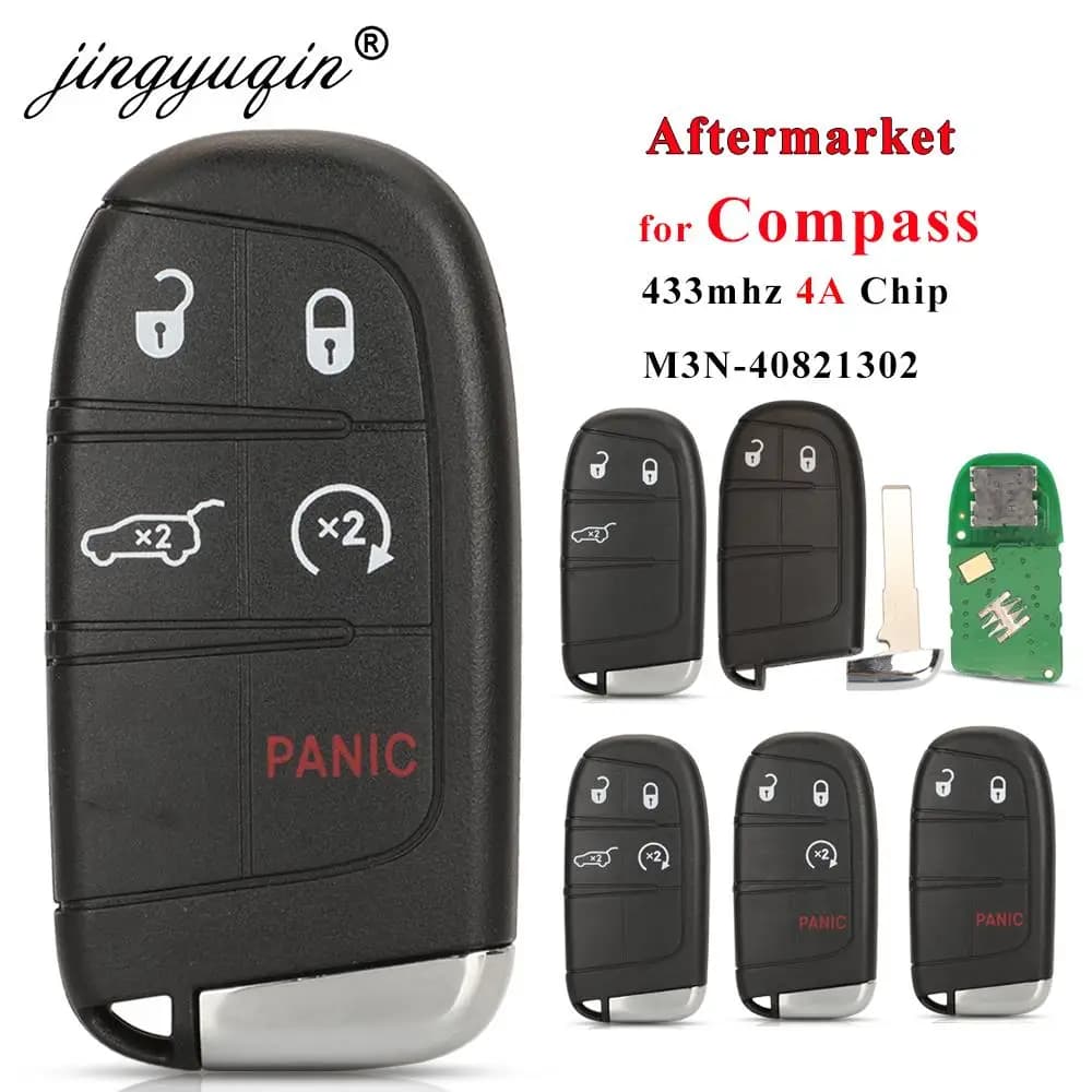 Jingyuqin clé à distance intelligente de rechange 433mhz 4A sans clé pour Jeep Renegade boussole C-C
