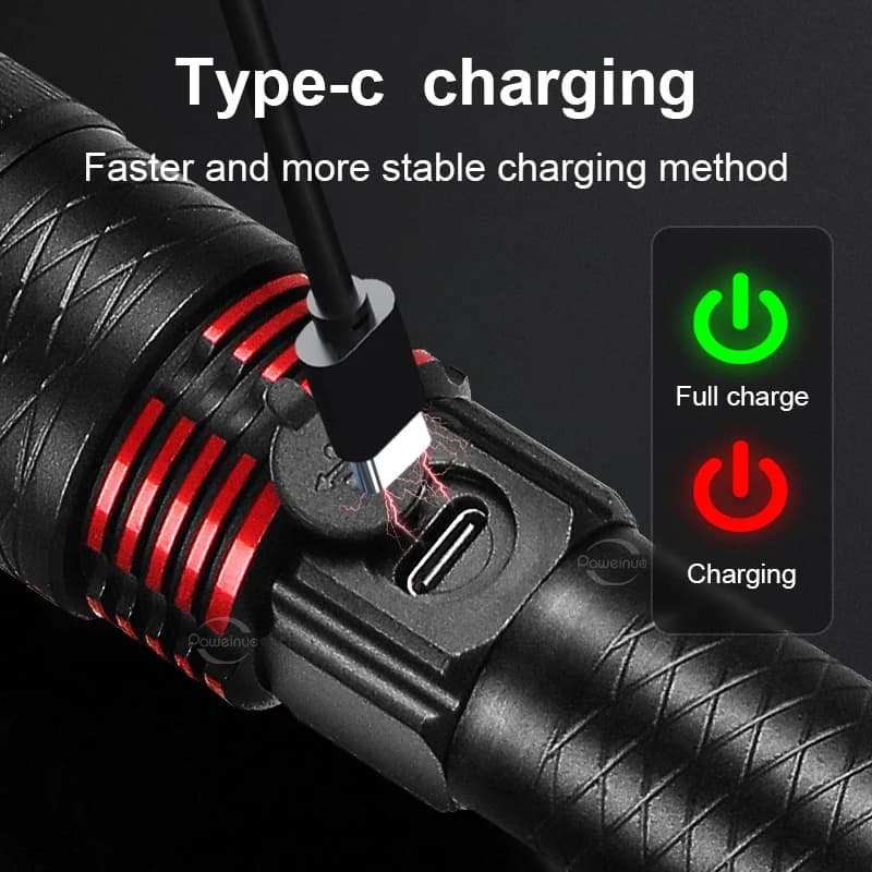 Lampe torche tactique LED Ultra puissante, Rechargeable, éclairage 2000M, haute puissance, lanterne 