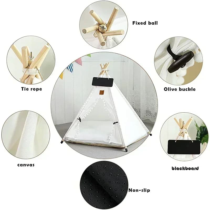 Tente tipi pour animaux de compagnie pour chats et chiens, Portable, amovible, lavable, maison pour 