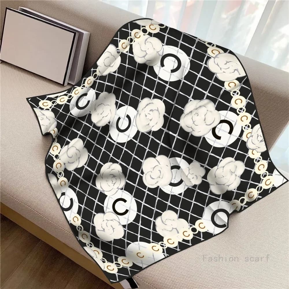 Français 90cm Plaid Rose sergé soie femmes voyage crème solaire châle grand carré écharpe foulard fo