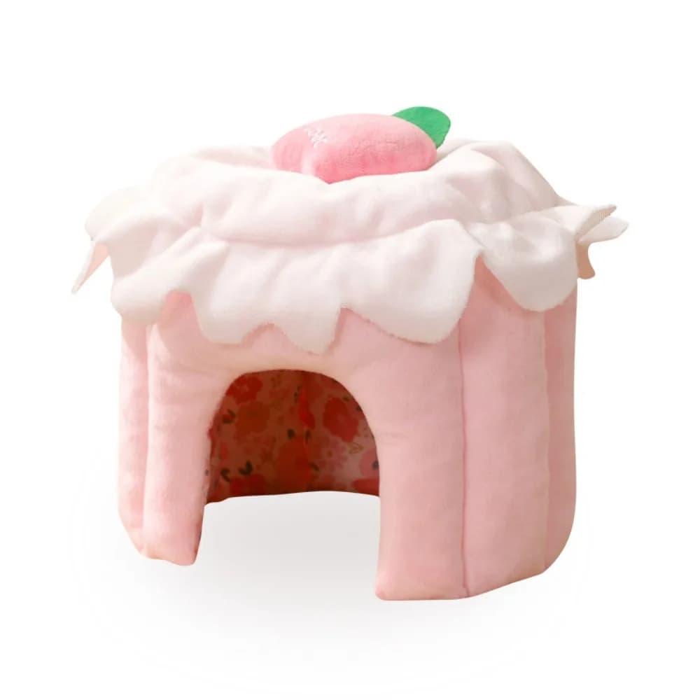 Maison de cachette pour animaux de compagnie en forme de gâteau, Design fraise, nid chaud pour Hamst
