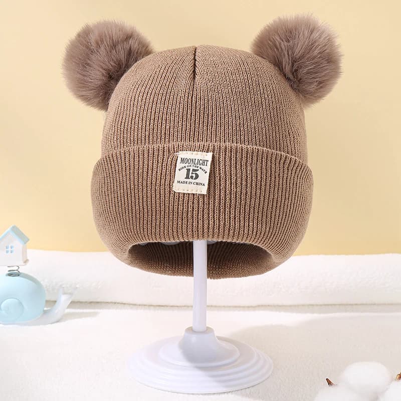 Automne hiver bébé chaud tricoté chapeaux avec Pom enfants tricot bonnet chapeau couleur unie enfant
