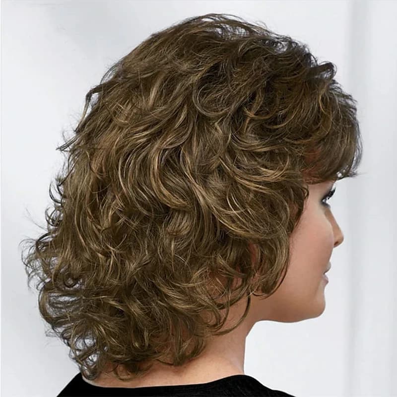 HAIRJOY – perruque synthétique courte bouclée avec frange pour femmes, longueur d'épaule, Blonde, gr