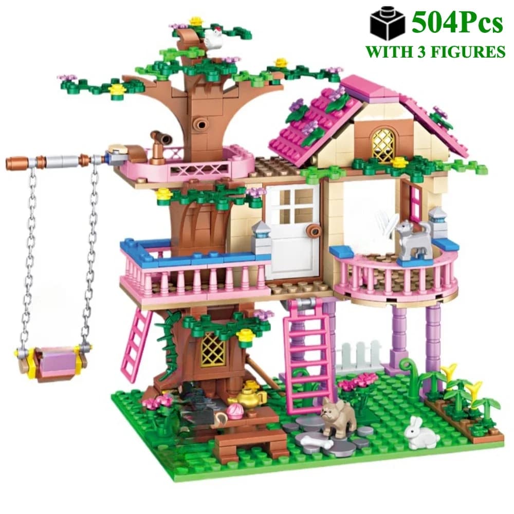 Blocs de construction de la série pour filles, maison d'arbre d'amitié, château de Villa, modèle cla