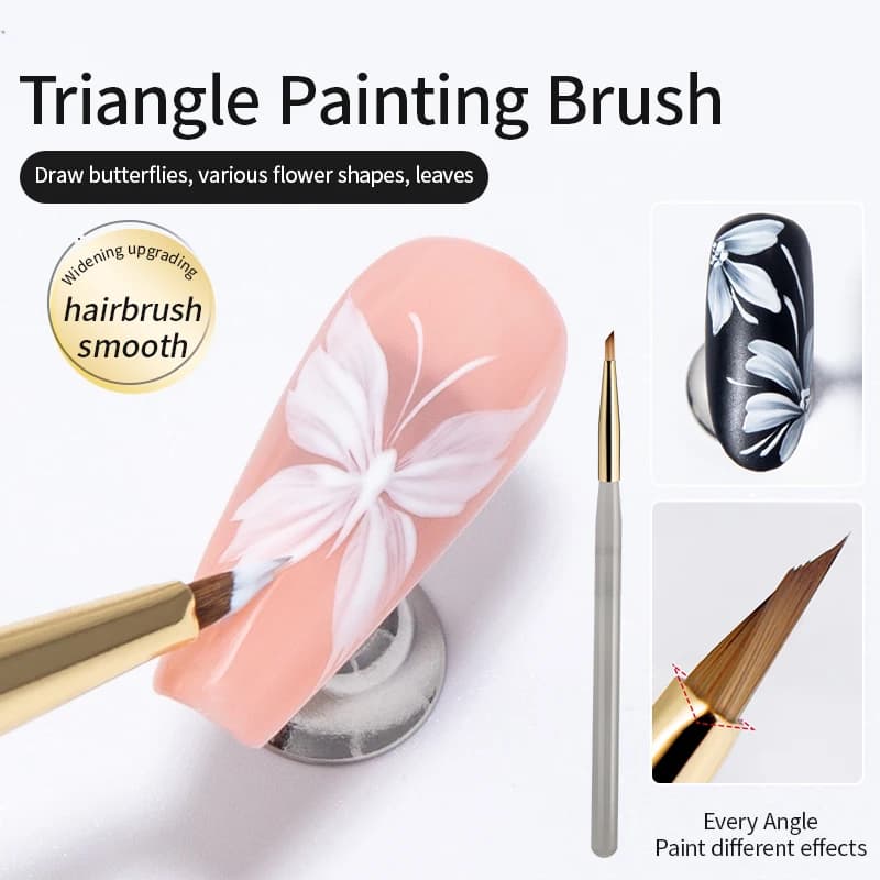 Pinceau de peinture triangulaire pour ongles, 1 pièce, pinceaux pour Nail Art, lignes françaises, ra