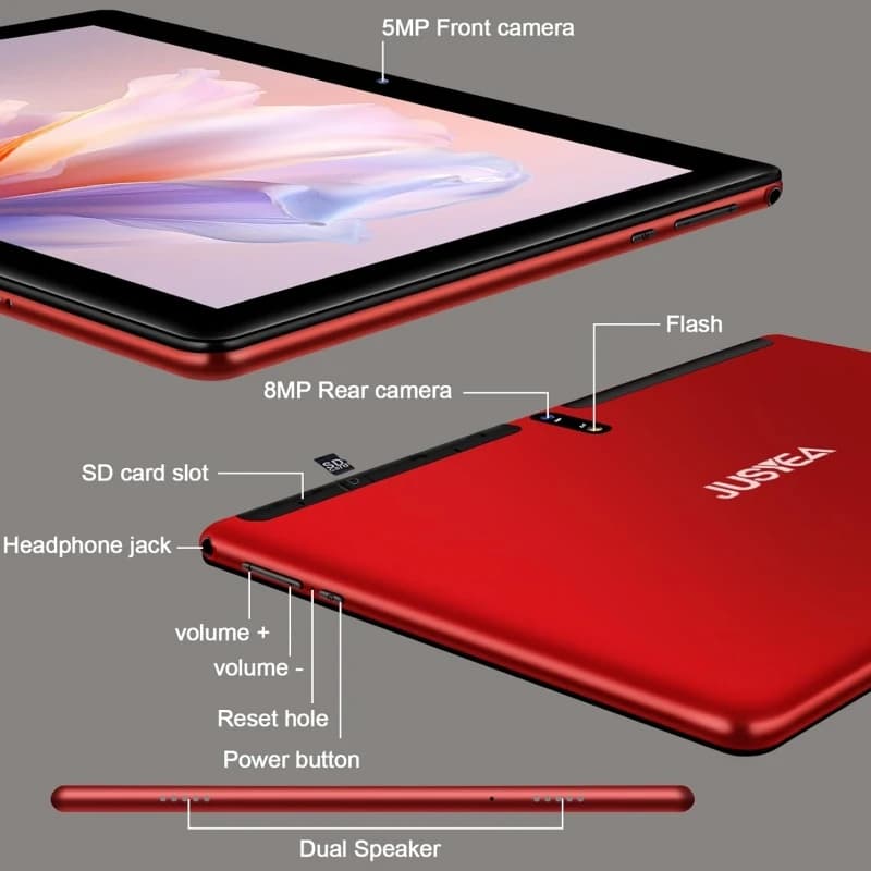 Tablette Android 10 10,1 pouces 4 Go de RAM 64 Go de ROM UNISOC T310 Quad-Core Double Caméra 1280 x 