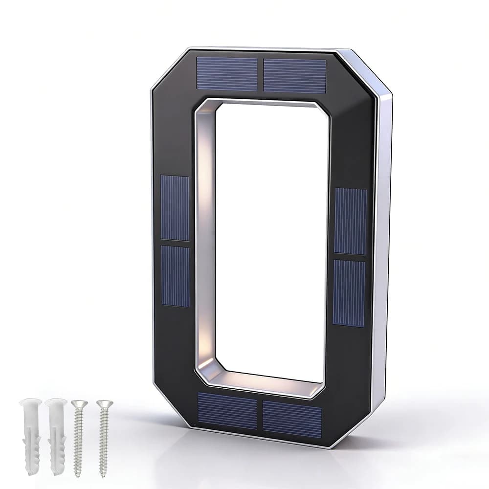 BORUiT Lampe solaire LED pour numéro de maison, éclairage extérieur, numéro d'adresse lumineux, étan
