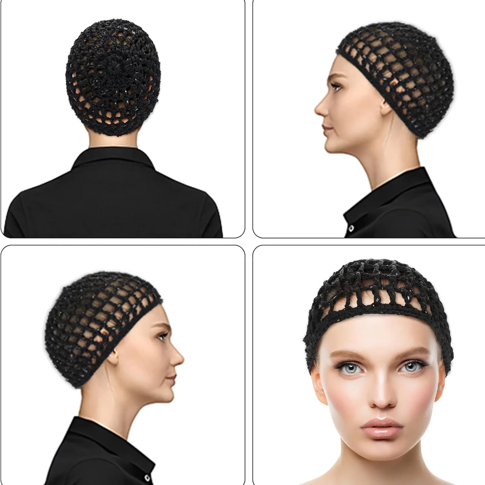 Filets à cheveux en maille colorée pour dormir, bonnet de couchage au Crochet, couvre-chef Long et b