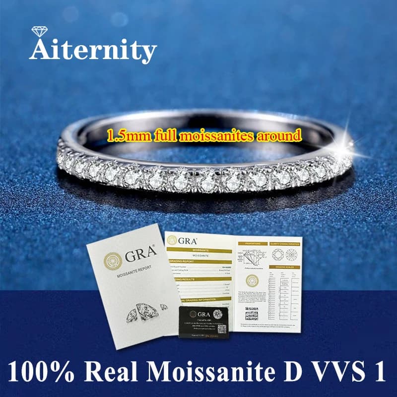 Stylo testeur de diamant Moissanite pour femme, anneau à queue unique, bracelet de mariage assorti e