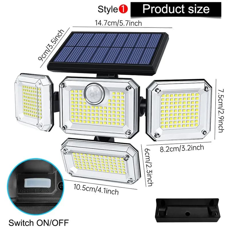 Lampe solaire étanche IP65 avec tête réglable, lampe de jardin, grand angle d'éclairage, 3 modes, 20