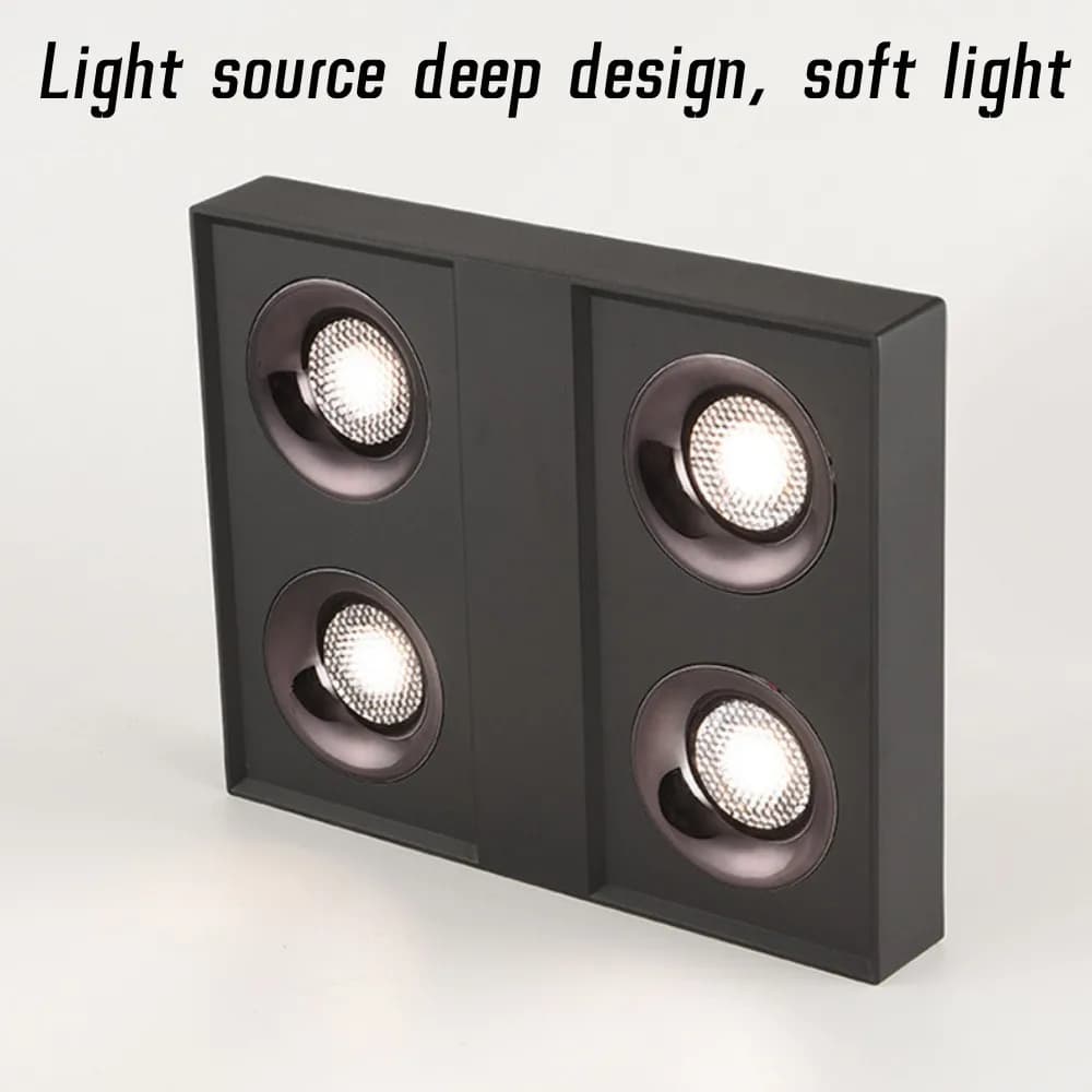 Plafonnier LED carré COB projecteurs Dimmable 12W15W 1-2-4 tête puce Anti-éblouissement Downlight pl